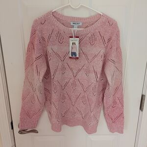 NWT Nine West pointelle boatneck sweater, pink ombre, size XL